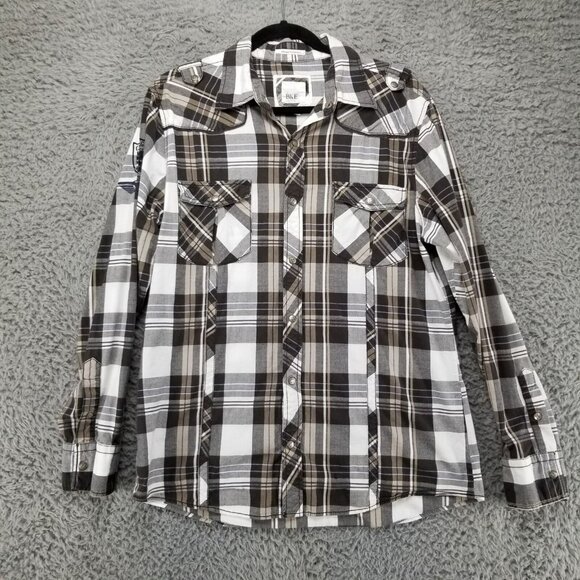 Buckle Other - Buckle Shirt Mens Large Gray Plaid Dress Button Up Athletic Fit Stretch